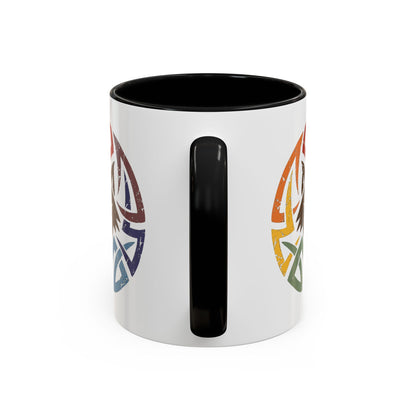Wolf Tribal Accent Coffee Mug — Rainbow Tribal Wolf Design (11/15oz)