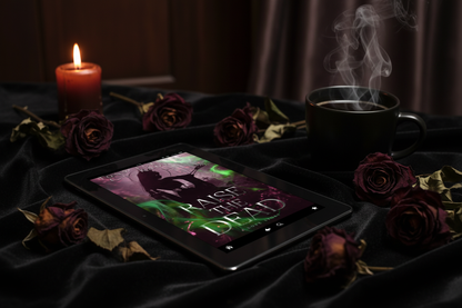 Atmospheric reading setup with Raise The Dead cover