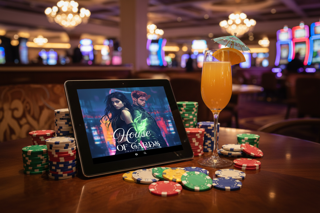 House of Cards with casino chips and mimosa